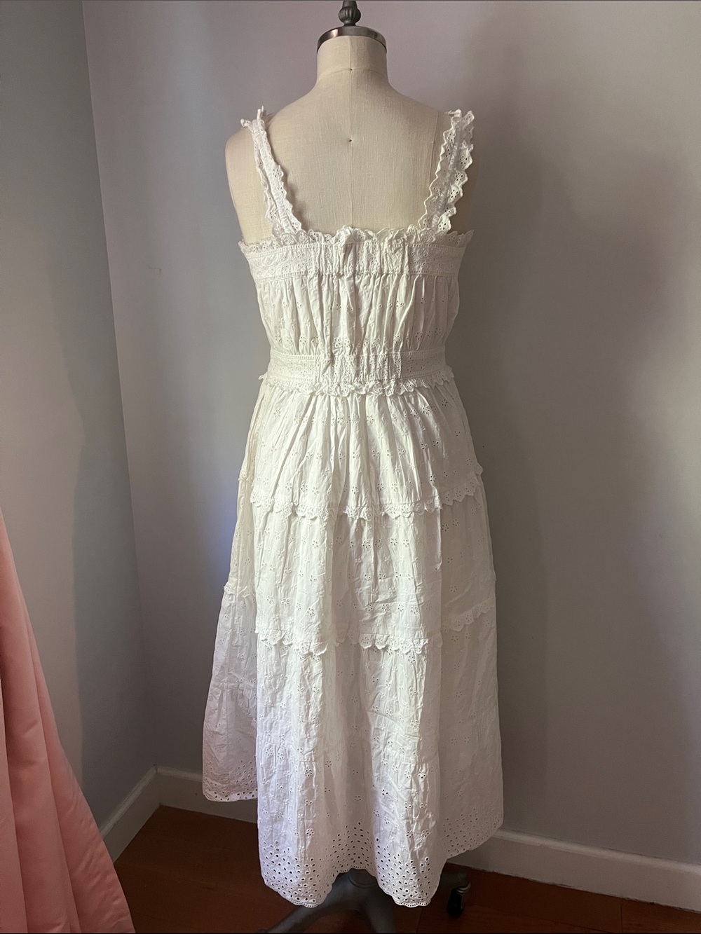Gap x DOEN White Eyelet Tiered Midi Dress Classic Summer Coquette Cottage NWT - Picture 4 of 5
